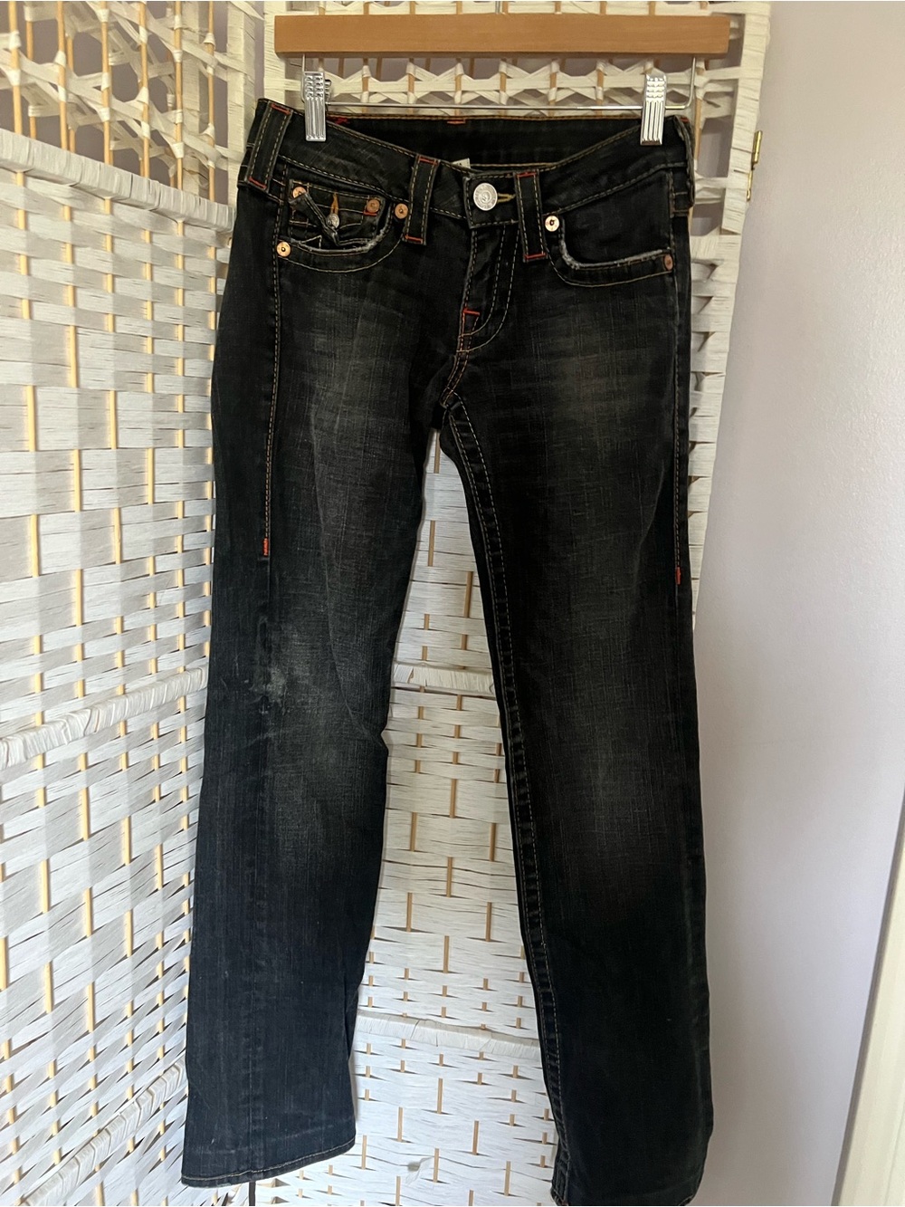 True Religion Black/Gray Billy Straight Leg Jeans